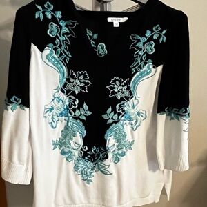 Beautiful blue and white Chicos sweater!!! Size 12!